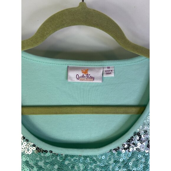 Quacker Factory Embellished Color Block Shirt - Picture 2 of 7